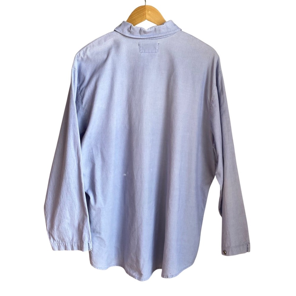 FLAX Mens Button Down Shirt SZ M Blue 100% Cotton Corduroy Long Sleeve Casual - Picture 2 of 9